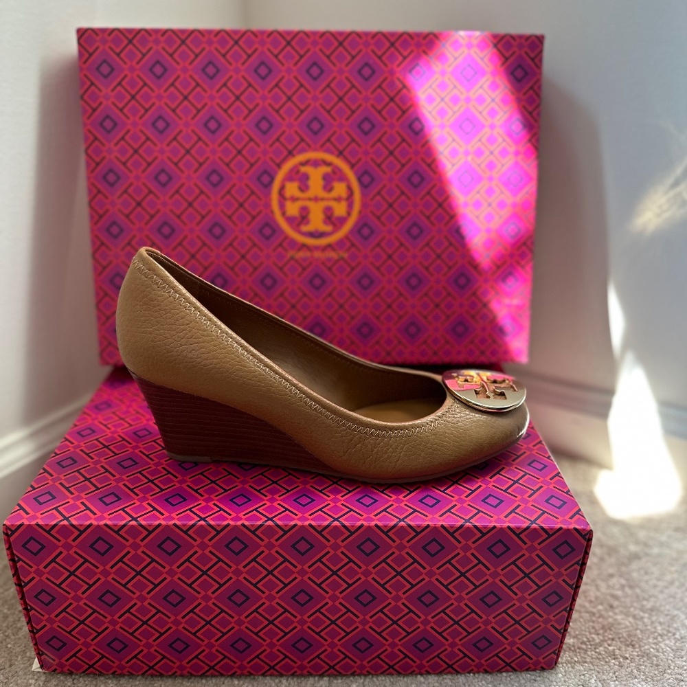 Tory Burch Tan Leather Wedge
